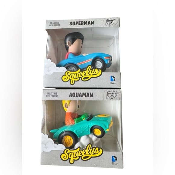 Hallmark Squeelys Series 1 #6 & # 2 Aquaman and Superman Collectible Figures - Picture 1 of 6